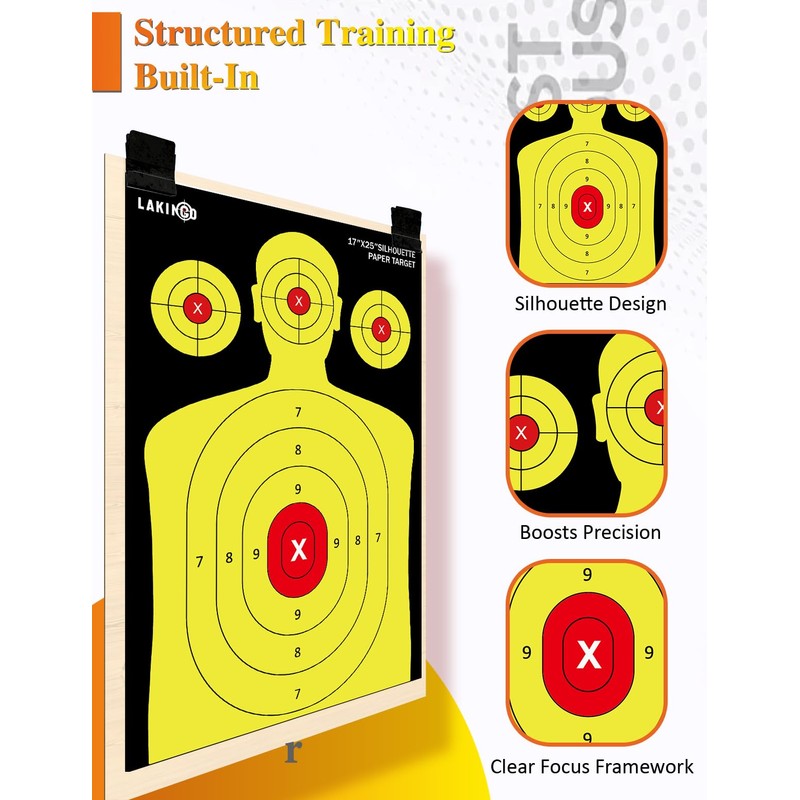17x25 Inch Silhouette Shooting Target Paper-High-Visibility Reactive Target for Indoor