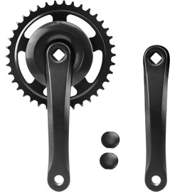 ZUKKA Tourney 170 mm Bicycle Crankset 38T for Single/1/6/7/8 Speeds Aluminium Alloy Arm for MTB Mountain Bike Gearbox Square Gear, Black