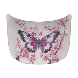 Qiyupavto Pink Flower Butterfly Car Hood Cover, Stretch Polyester Car Hood Protector Snowproof Automotive Accessories for Most Vehicle Sedans SUVs Trucks Vans