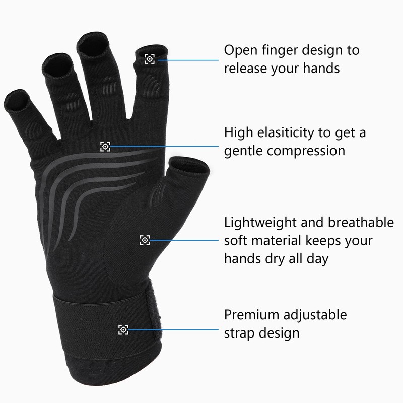 Duerer Arthritis Compression Gloves with Strap Women Men for RSI