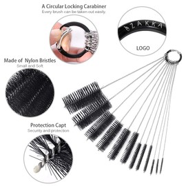 eZAKKA Straw Cleaner Brush Set for Water Bottle Sippy Cup with Straw, Glass Straw,Piper Cleaning, Tubes Cleaning - 12 Sizes with Flexible Stainless Steel & Nylon Bristles