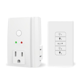 Tiffcofio Remote Contorl Outlet Plug Indoor, Wireless Wall Light Switches, 100 FT Range Remote Control, 3 Outlets (1 Grounded Outlet + 2 Polarized Outlets) for Indoor Lights, 15A/1875W, ETL Listed