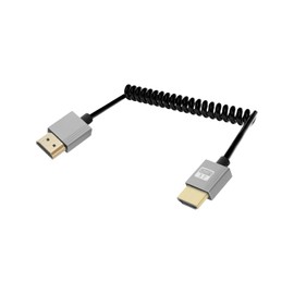 YANBORONSN 4K HDMI Spiral Cable 2.2 ft, Short HDMI to HDMI Cable, Spring Spiral HDMI 2.0 Cable 4K @ 120Hz 18Gbps for Camera/TV/Capture Cards/Tablet (Regular)