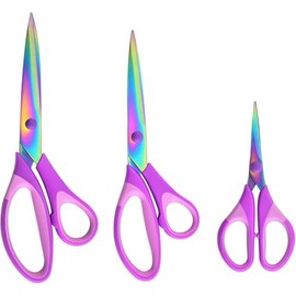 HIGHROCK 3PCS Premium Tailor Scissors Titanium Soft Grip Sewing Scissors Set for Fabric Leather Dressmaking Crafting Household Sewing Scissors Set (Purple)