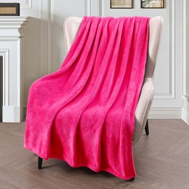 Exclusivo Mezcla Extra Large Fleece Throw Blanket for Couch, Sofa, 300GSM Super Soft and Warm Blankets, Hot Pink Throw All Season Use, Cozy, Plush, Lightweight, 50x70 Inches