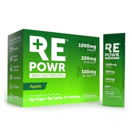 REPOWR Daily Electrolytes - Apple Flavour | Sugar-Free Electrolyte Powder Sachets | Hydration for Healthy Diets, Fasting and Exercise | 30 Sachets