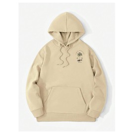 SOLY HUX Hoodies for Men Graphic Letter Print Oversized Sweatshirt Drop Shoulder Long Sleeve Pullover Tops Apricot Letter Graphic Print Medium