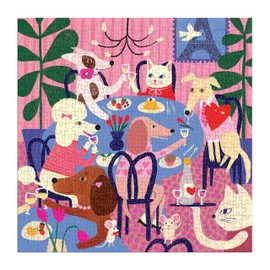 Galison Paws For Love – 500 Piece Jigsaw Puzzle Featuring Adorable Artwork Of Dogs Celebrating Galentine's Day