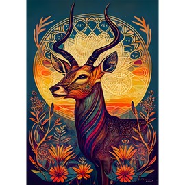 EOBROMD Diamond Painting Adult Animals, 5D Diamond Painting Pictures, Adult Antelope, DIY Diamond Painting Pictures, Diamond Painting Set for Wall Decoration, 30 x 40 cm