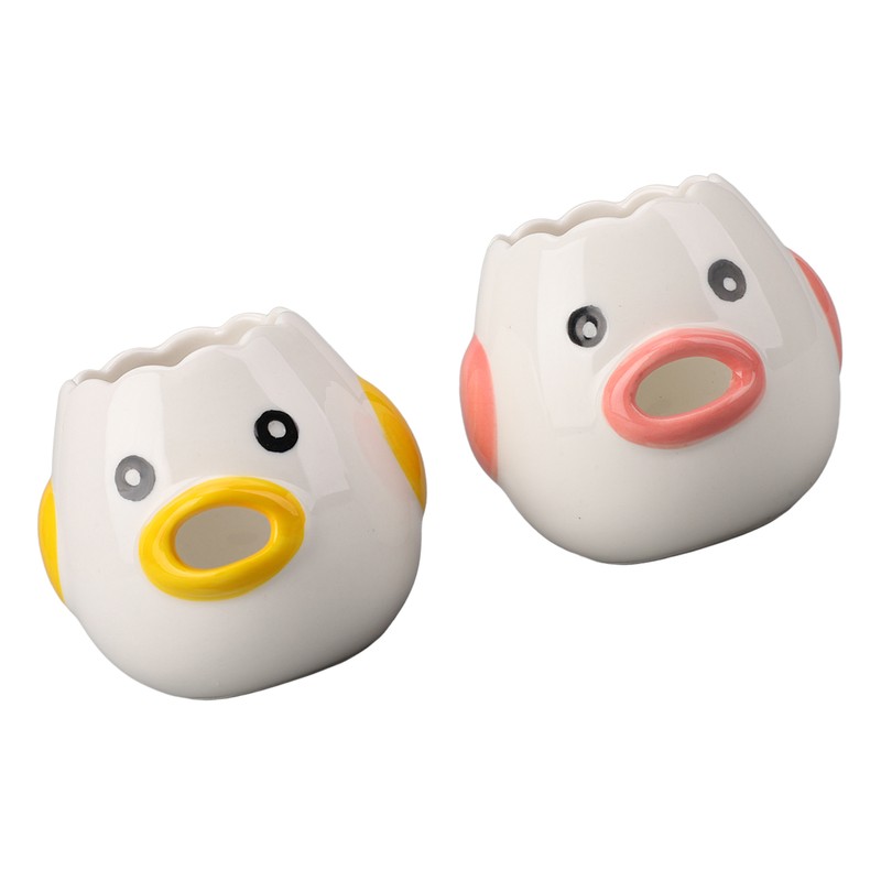 2pcs Egg Separator Ceramic Chicken Shaped Egg Yolk White Filter