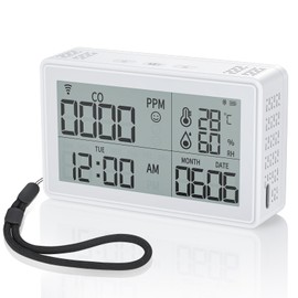 ELECTOP Portable Carbon Monoxide Detectors, WiFi Co Gas Monitor for Air Quality, [3-in-1] CO Detector, Humidity, Temperature Meter, CO Sensor Alarm Detector with Lanyard for Home and Travel