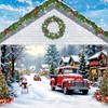 Eleouto Christmas Garage Door Cover Decorations 7x16ft Winter Truck Snowman