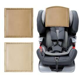Sprouterie Silk Head Carseat Cover for Babies Satin Head Cover with Cotton Padded for Boys Girls Infant Sleeping Hair Protection 2pcs for Baby Car Seat Canopy Headrest Protector Gold