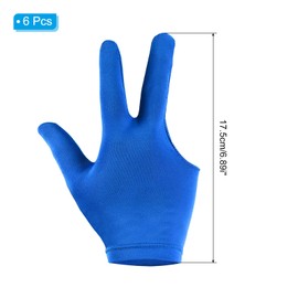 PATIKIL 3 Fingers Pool Gloves, 6 Pcs Breathable Billiards Gloves Shooter Snooker Cue Glove for Left Right Hand Men/Women Carom Sports, Blue