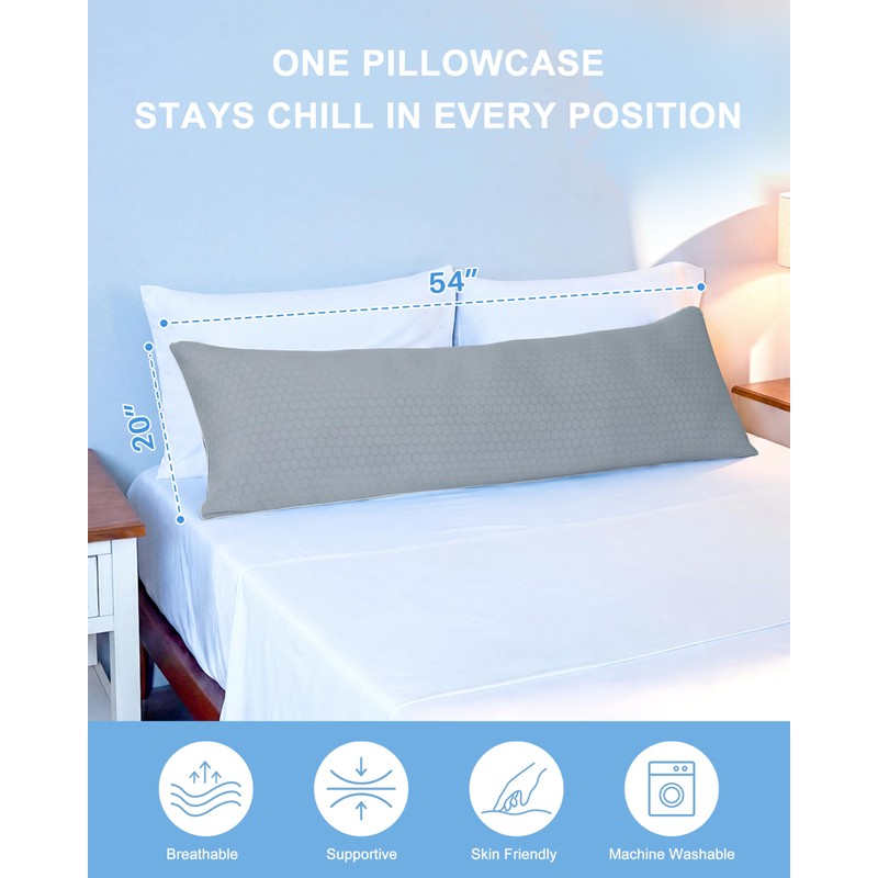 YZ HOME Cooling Body Pillow for Adults, Cold Touch Fabric,Blue
