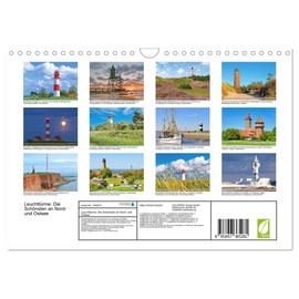 Leuchttürme: Die Schönsten an Nord- und Ostsee (Wandkalender 2026 DIN A4 quer), CALVENDO Monatskalender