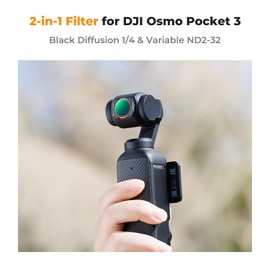 K&F Concept Magnetic Variable Fader ND2-ND32 ND Filter and Black Diffusion 1/4 Filter 2 in 1 for DJI Osmo Pocket 3, Multi-Coated/HD Optical Glass
