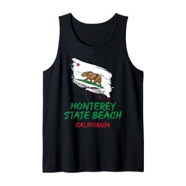 Monterey State Beach California Paint Splatter Flag Vacation Tank Top