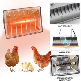 HEYOUTH Red Light Lamp Heat Lamp for Chicks, Heating Lamp Chicken Coop, Heat Lamp Animals, with Economy Switch, 1.8 m Cable, Automatic Thermostatic Infrared Lamp, for Chicks, Piglets, Puppies etc.