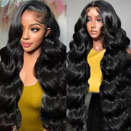 Gurdan 28 Inch 13x6 Lace Front Wigs Human Hair 200 Density Body Wave Lace Front Wigs Human Hair Pre Plucked With Baby Hair HD Lace Frontal Wig Natural Color Glueless Human Hair Wigs