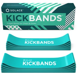KICK BANDS Chair Bands for Kids with Fidgety Feet 12-Pack - ADHD Fidget Kickbands for Classroom Chairs & Desks - Solace Sensory Kickband (TEAL)