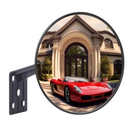 Convex Mirror Outdoor with Adjustable Fixing Bracket,Truck Rearview Mirror, Driveway Mirror, Garage Park Blindspot Traffic Mirror for Retail Stores, Warehouses Office 8inch