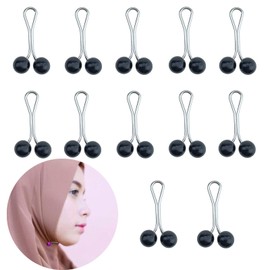 12 Pcs Hijab Pins Pearl U Clips Fashion Muslim Hijab Clip for Women DIY Black
