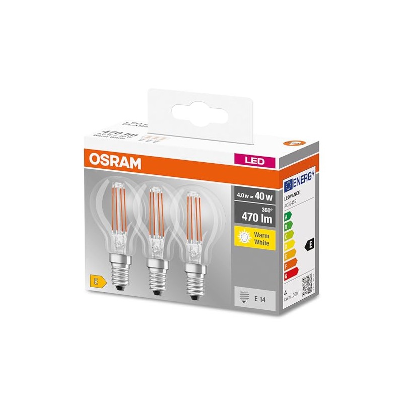 Osram LED Base Classic P Lamp, drop-shaped with E14 socket,
