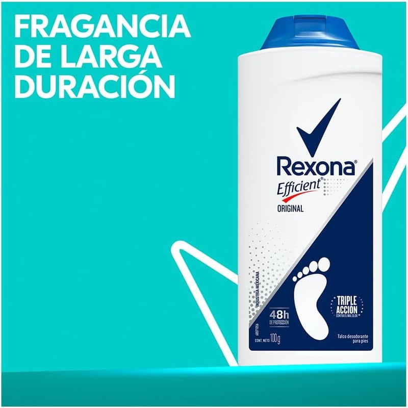 Talco Desodorante para Pies REXONA Efficient Original, 100 g