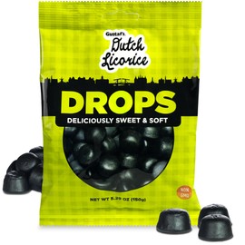 Gustaf's Dutch Licorice Drops - 5.2oz Bag - Sweet Black Licorice Drops - Dutch Candy from Netherlands - Sweet Black Liquorice Treats