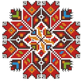 Abillyn Embroidery Cross Stitch Kit Red Mandala Embossing Pattern Starter Kit (Mandala 4)