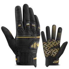 INBIKE Mountain Bike Gloves for Men Knuckle Guard Padded Men's Cycling Gloves Breathable Stretchy Bike Glove Anti Slip Shock Absorbing Adjustable Padded MTB Racing Sports Gloves