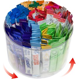 Drink Packet Organizer for Powdered Drink Mix,Powder Packet,Water Packet,Water Flavor Packet,Lazy Susan Organizer for Drink Mix Rotating Holder for Drink Mix Necessities