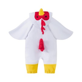 bakjuno Adorable Infant Rooster Chicken Baby Chick Animal Hooded Bodysuit with Footwear (12-18 Months)