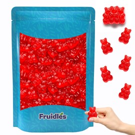 Fruidles Wild Cherry Gummi Bears Candy, Fruit Flavors, Allergy Friendly, Non-GMO, No Artificial Sweeteners (Half-Pound Bag)