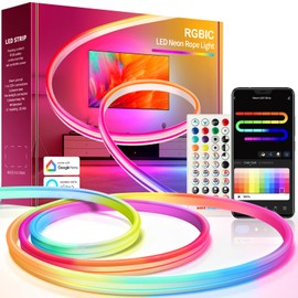 Nixtrve Neon LED Strip 3 m, RGB IC Neon LED Strip with App Control, DIY Shape Design, Works with Alexa, Segment Control, Music Sync, LED Neon for Living Room, Bedroom, Wall Decoration