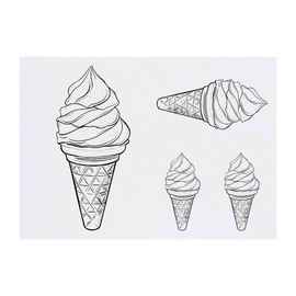 4 x 'Soft Serve Ice Cream' Temporary Tattoos - Water Resistant, Skin-Safe, Non-Toxic Transfers, Mixed Sizes (TO00083476)