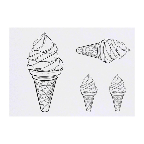 4 x 'Soft Serve Ice Cream' Temporary Tattoos - Water