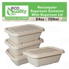 EcoQuality 24oz Disposable Bowls with Fiber Lids - Rectangular Compostable