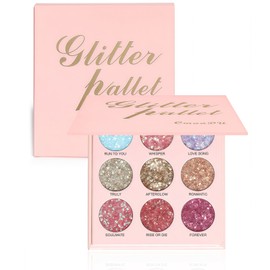 Glitter Eyeshadow Palette, Shimmer Eye Glitter Makeup, Sparkly Silver Gold Pink Red Cream Eyeshadow, Bright Metallic Highly Pigmented Eye Shadow Pallets, Rainbow Eye Make-Up Palettes for Women