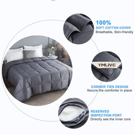 All Season Wool Comforter Duvet Insert King Size, Ultra-Soft Wool Filled, Medium Weight, Washable, Noiseless Cotton Shell (Dark Gray)