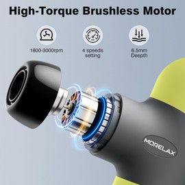 Morelax Mini Massage Gun Portable Deep Tissue Muscle Percussion Massager, Electric Handheld Sport Massager with 6 Massage Heads 4 Speed, Best Gift (Yellow)