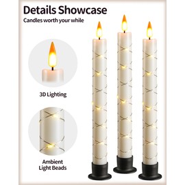 Da by 3 Pcs Flameless Window Candle with Remote and Timer, Battery Operated Candle with String Lights, 9.6 Inch Christmas Candle with 3 Black Base for Home Decoration, Christmas Decoration