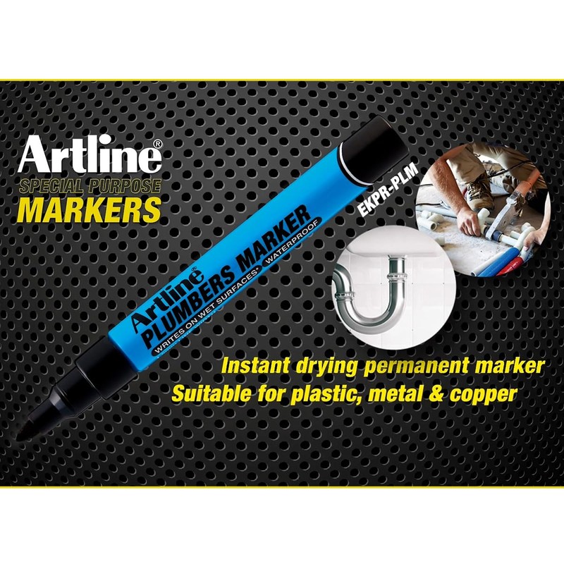 Artline Plumbers Permanent Markers, Professional Series, For Use On Wet