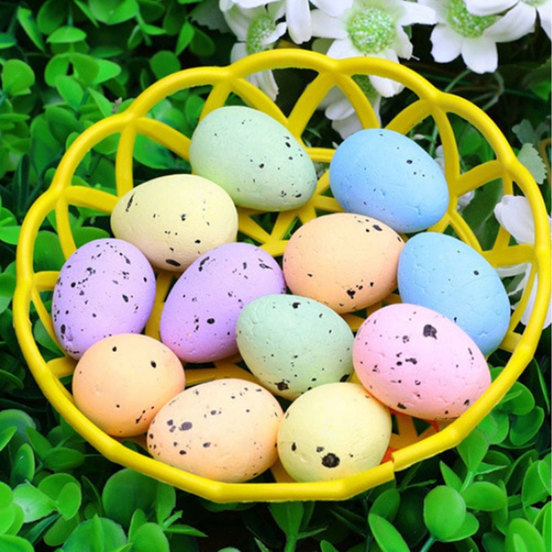 100PCS Colorful Foam Eggs Easter Egg Ornaments Crafts Birds Eggs