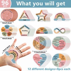ZOIIWA 96 Pcs Breath Calm Anxiety Sensory Stickers Reusable Tactile Textured Mindfulness Sticker Fidget Silent Adhesive Sensory Strips for School Office Adult Teen Kid Tension Student Classroom Supply