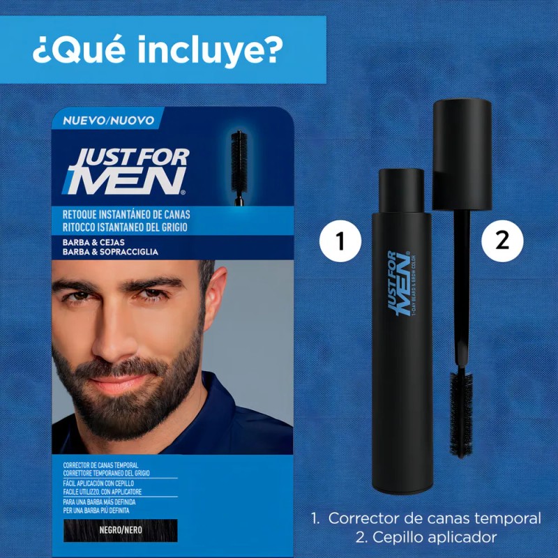 Retoque Temporal Just For Men Para Canas Barba Negro 3pack