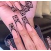 Long Black Coffin French Tip Press-On Nails with Letter 'D',