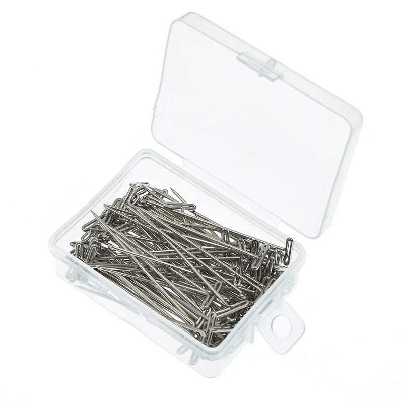100 Pieces Stainless Steel T-Pins with Clear Box, 53mm/2 inch