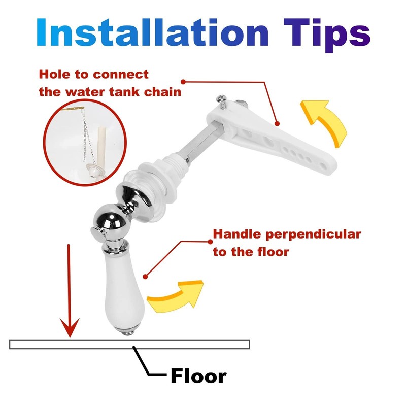Ruimou Toilet Handle Replacement Set Ceramic Pull Handle 18mm Hole